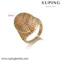 14437 High finishing oval shape diamond paved gridding big ring gold plated copper alloy ring